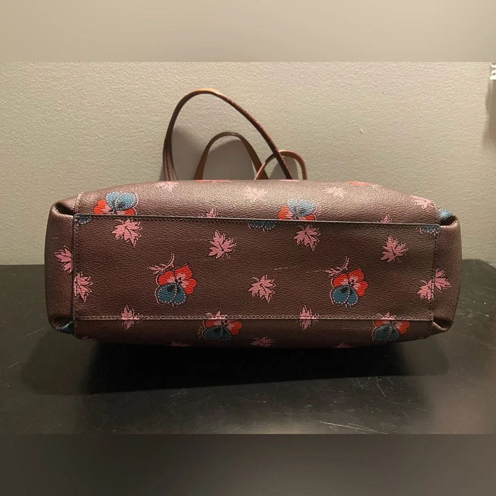 GUC COACH Mini Christie Carryall & Matching Wallet Set Wildflower Print Oxblood - Picture 7 of 15